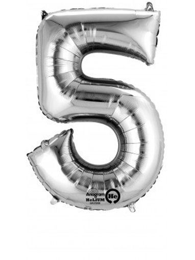 Picture of FOIL BALLOON NUMBER 5 SILVER 16 INCH
